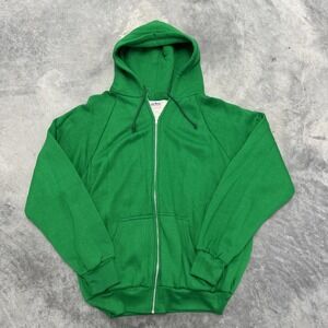 Vintage Action Hoodie Mens XL Green Acrylic Full Zip Sweatshirt 70s